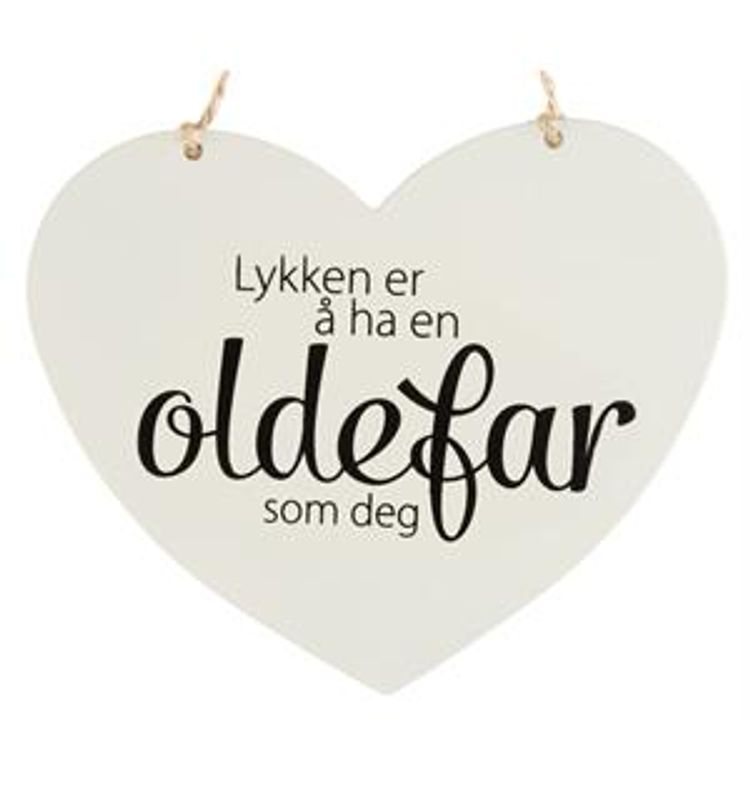 Metallskilt hjerte Lykken...Oldefar 