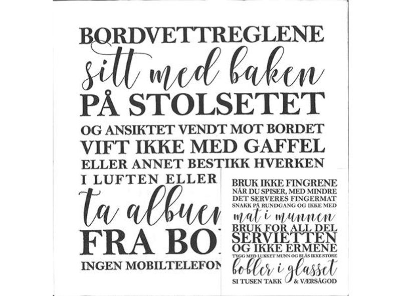 Serviett 20 pk Bordvettreglene
