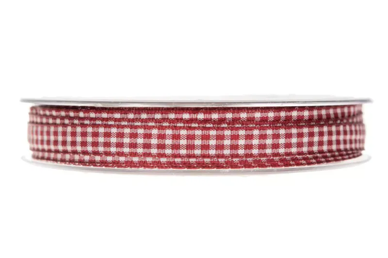 Bånd rød rutet 8 cm. Pris pr L meter