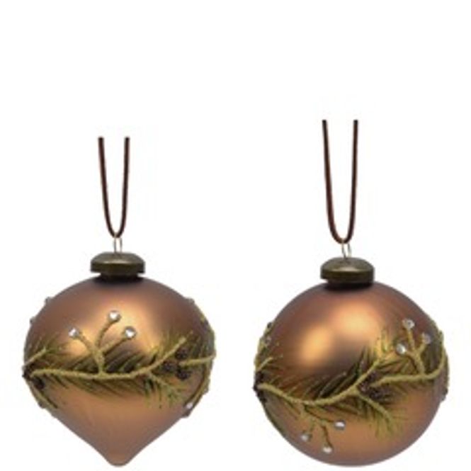Hovedbilde Julekule cognac m/deco 10 cm