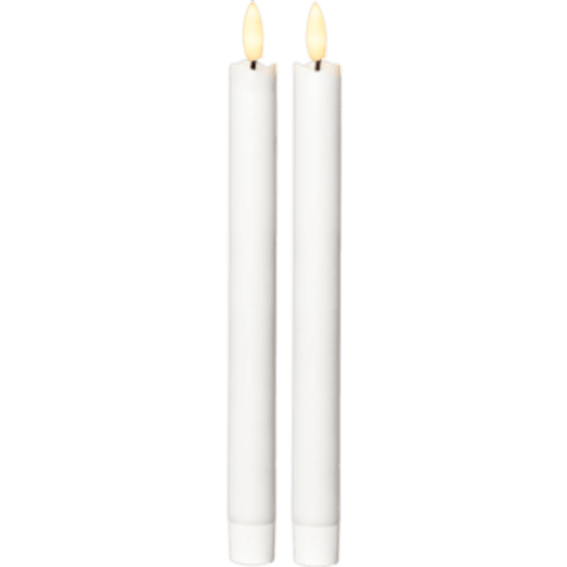 Kronelys hvit 2 pk Batteri/timer 25 cm