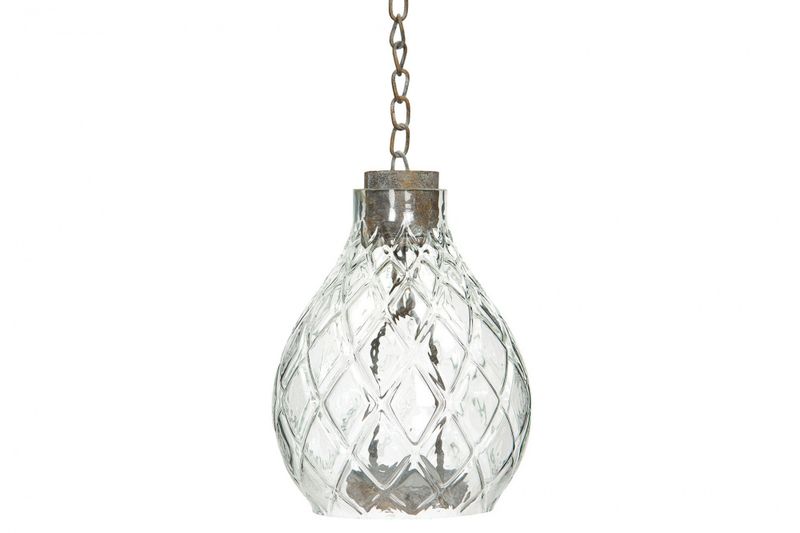 Lyslykt heng glass/metall 12x16