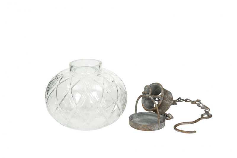 Lyslykt heng glass/metall 12x11