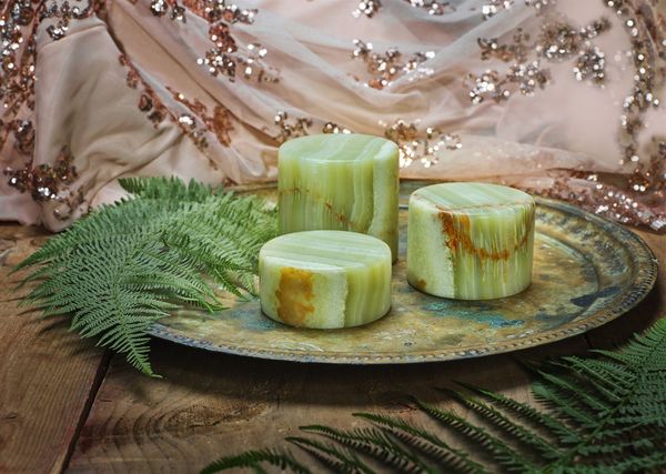 Marble oppladbar bordlys i ekte marmor Jade grønn Liten