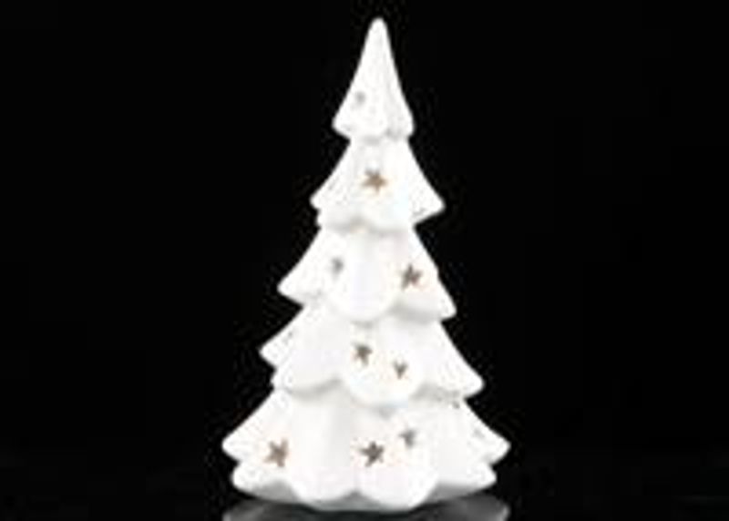 Juletre med LED-telys, matt hvit, dia.10/h:17cm