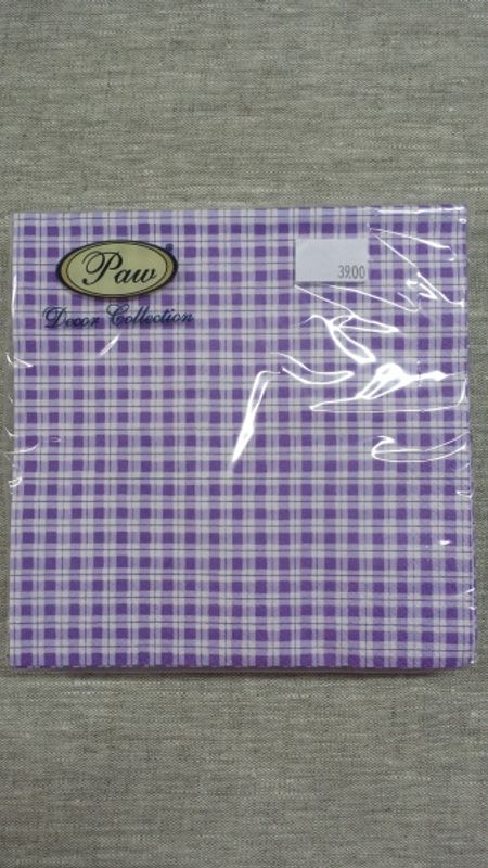 Serviett Lilla og hvit rute, lunsj, 20pk