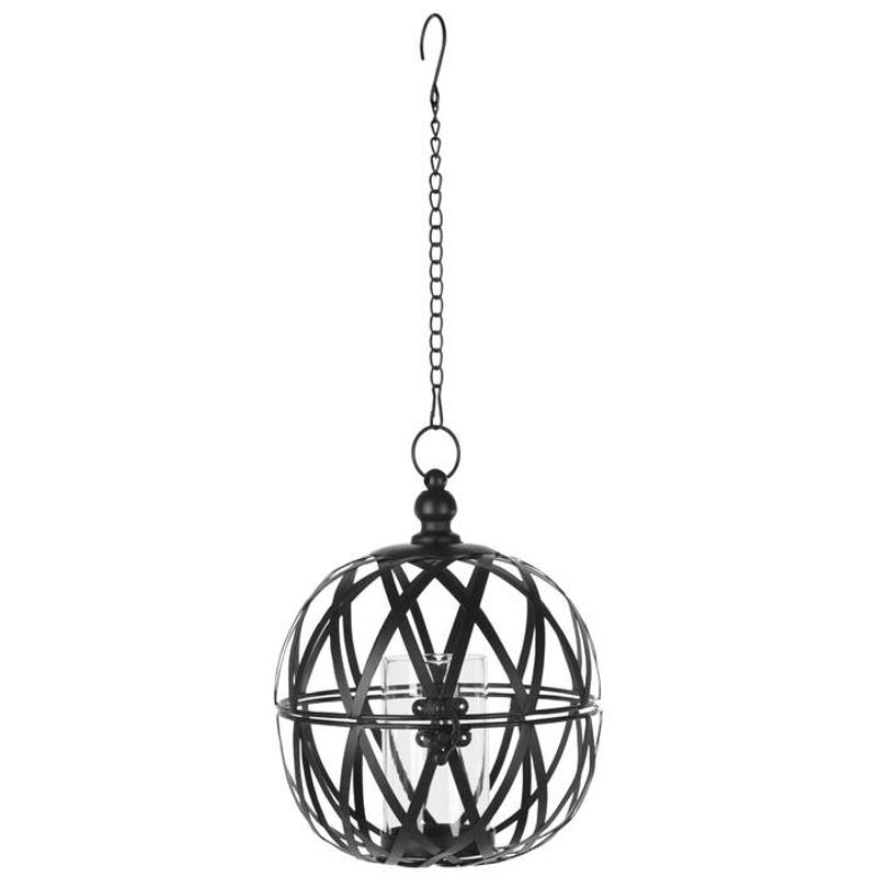 Lysholder matt sort/glass metall 23x60 cm