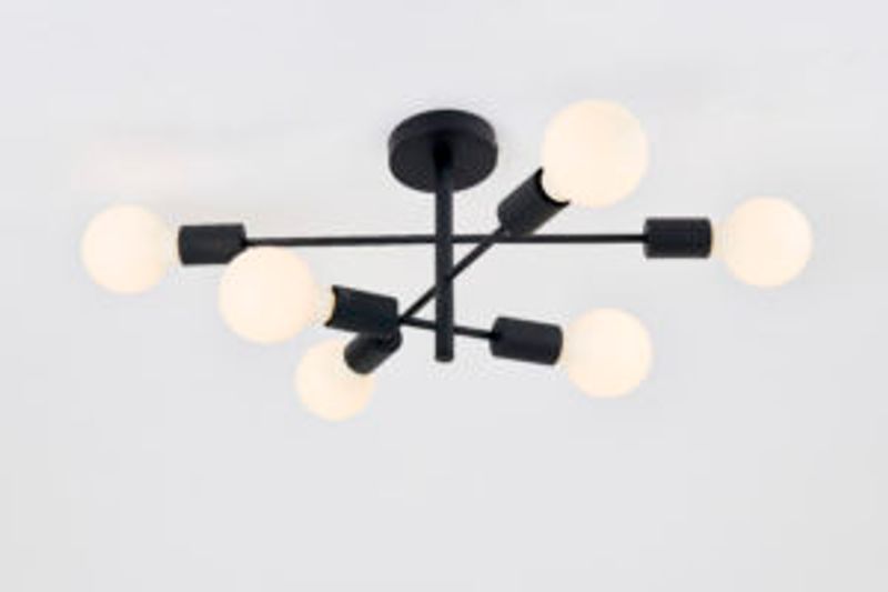 Plafond Cross Sort 6 lys D 55 cm