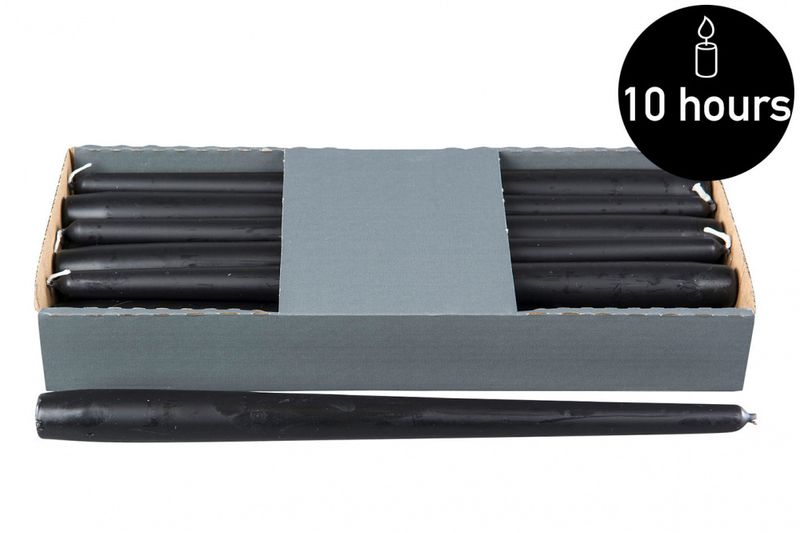 Kronelys Sort H 30 cm 10 timer