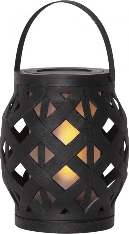 Lanterne Flame sort m/solcelle