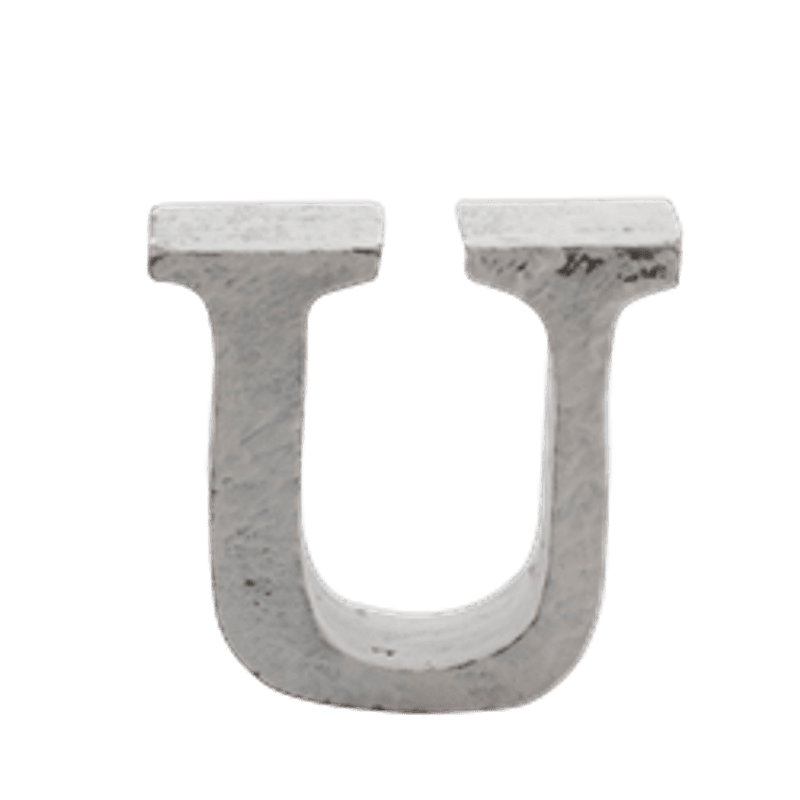 Trebokstav U hvit 6cm