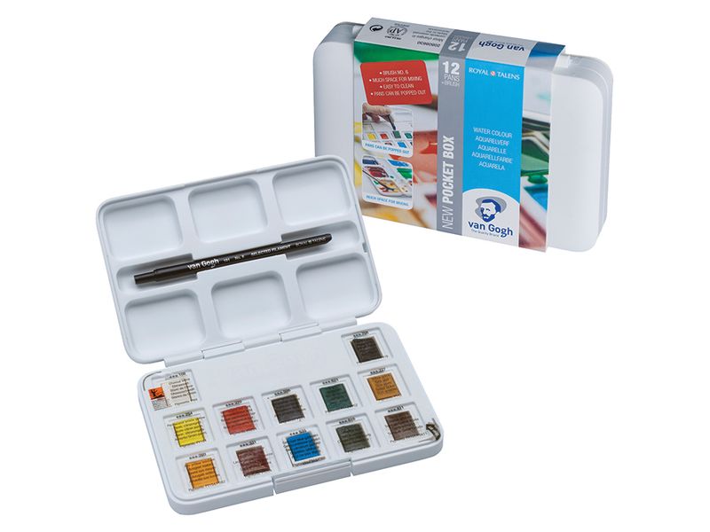 Van Gogh Akvarell  PocketBox  12 half-pans og pensel no 6