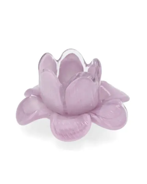 Telysholder blomst lilla glass 12 x 7 cm
