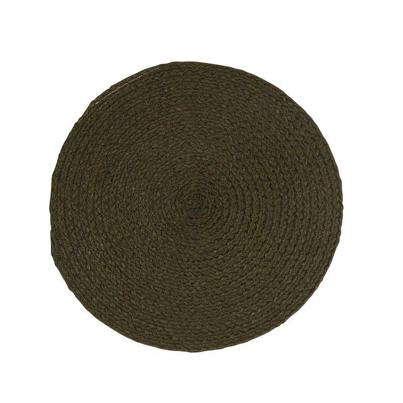 Bordbrikke Rund mørk grønn jute D 38 cm