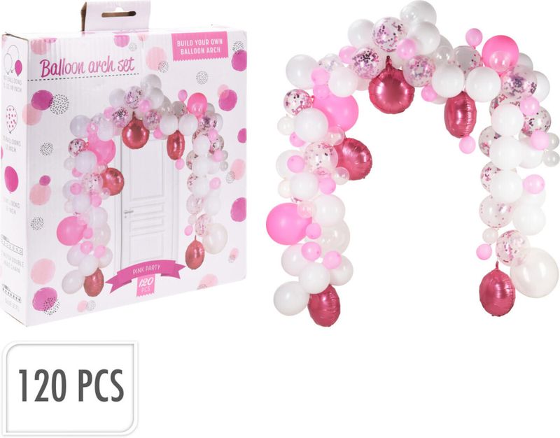 Ballong bue rosa/hvit/klar s/120