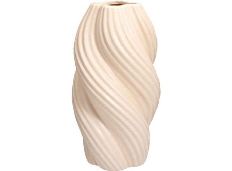 Vase keramikk vridd lys gul/beige 13,5x24 cm
