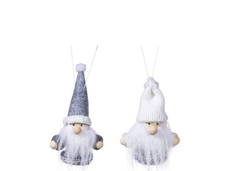 Nisse med heng Grå/strikkeklær H 8 cm