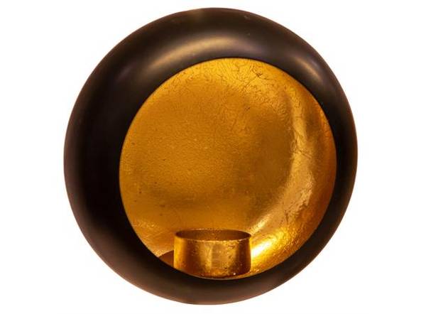 Veggstake rund sort/gull 16x7,5cm