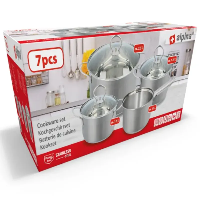 Grytesett 7 deler Stainless steel