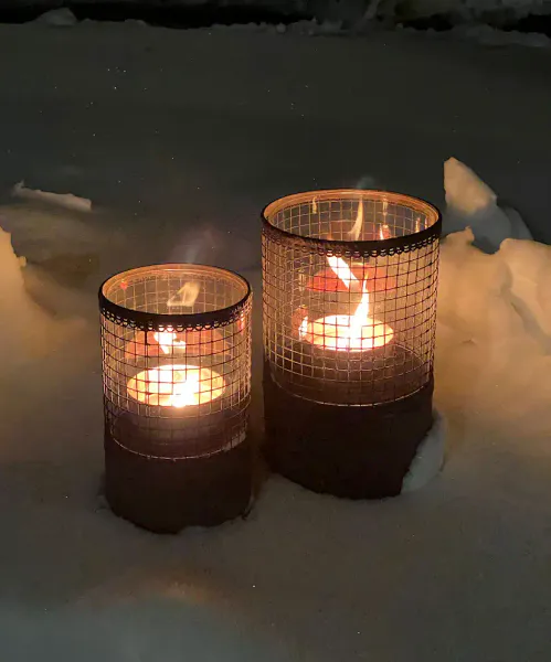 Fakkelholder metall/glass 32 x 19 cm