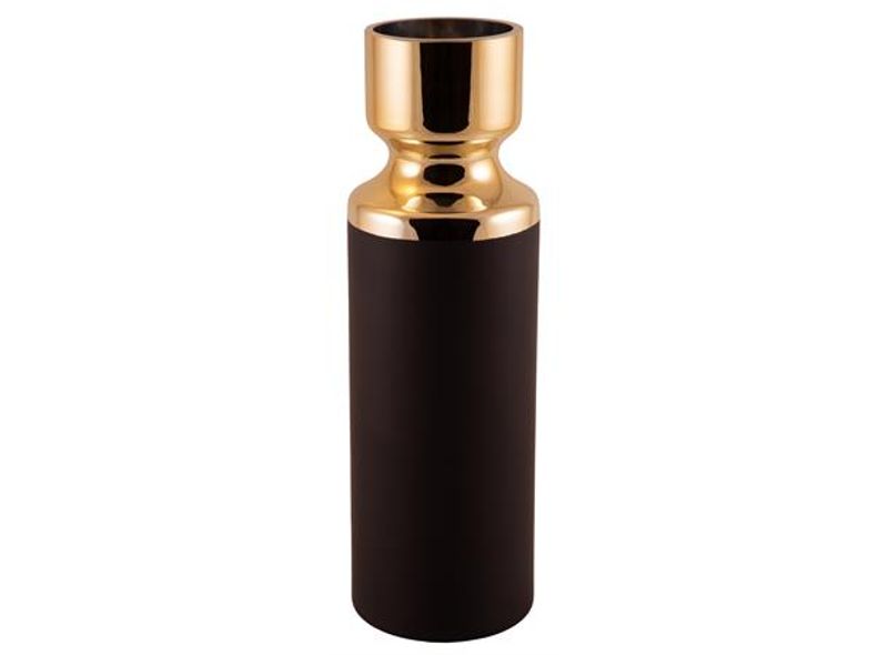 Vase matt svart m/gullkant 11x35cm